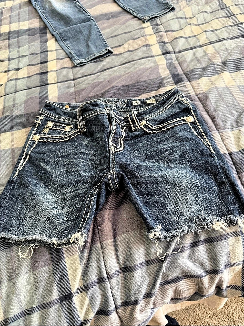 Miss Me Jean Shorts Embellished Denim Waist 26 Blue